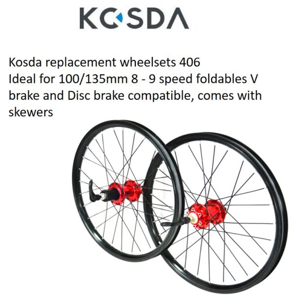KOSDA Red 406 100/135 Alu Alloy (EXPORT MODEL) Works with Rim OR 6 hole Disc brakes